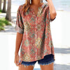 Vintage Bluse Med Etnisk Trykk