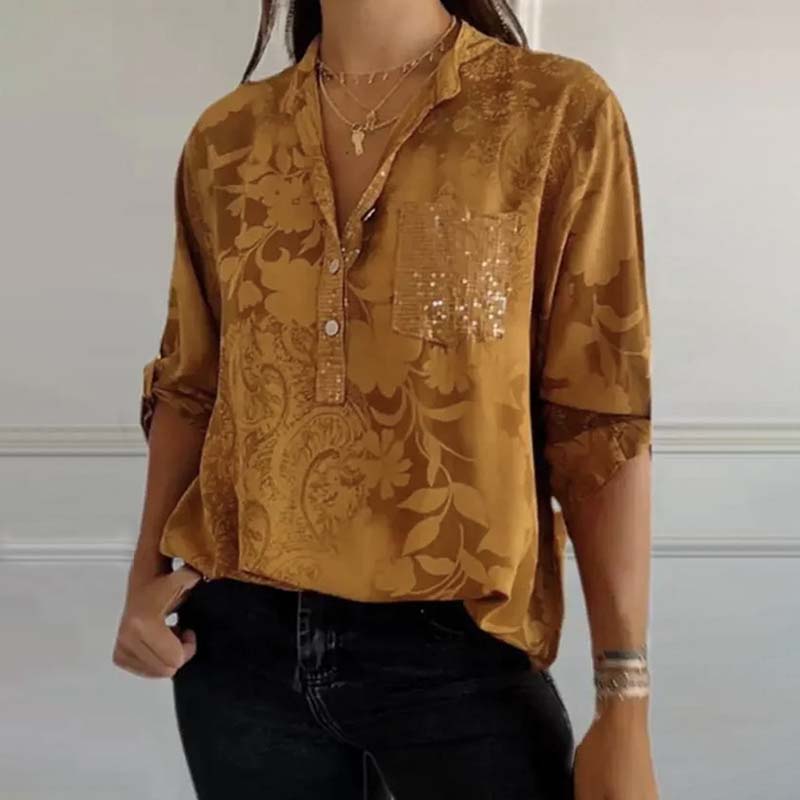 Vintage Trykket Bluse