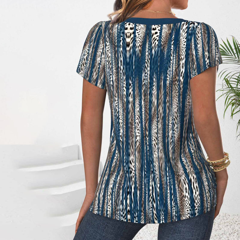 Vintage Bluse Med Leopardmønster