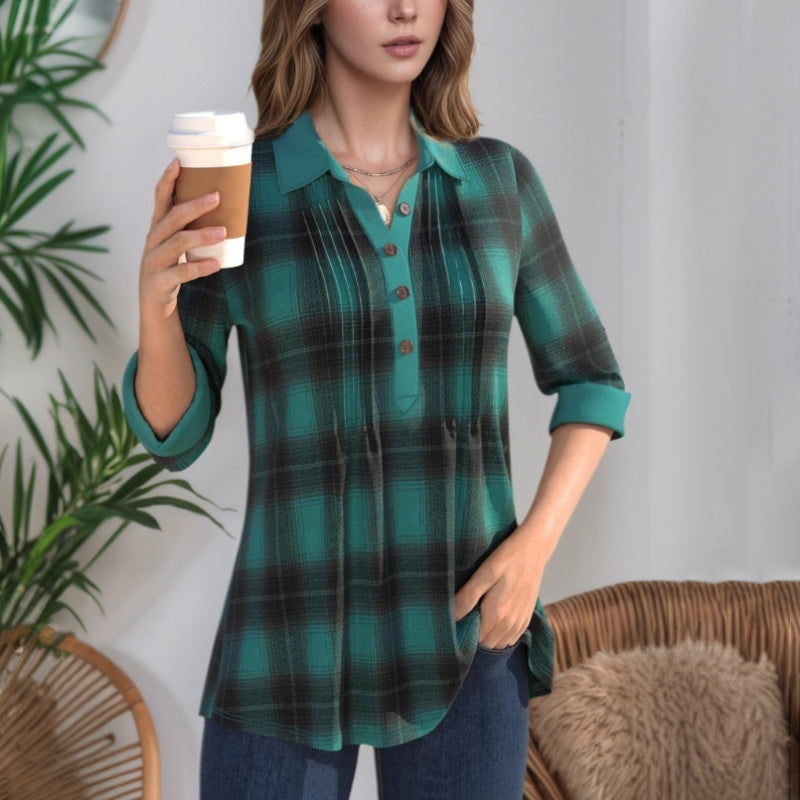 【Lange Ermer】Vintage Rutete Bluse