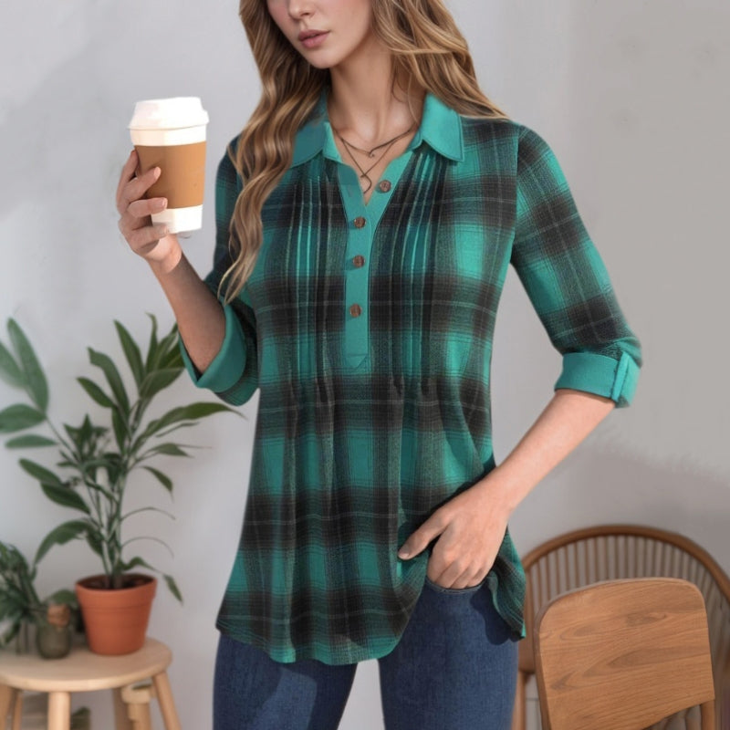 【Lange Ermer】Vintage Rutete Bluse