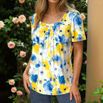 Vintage Bluse Med Blomstertrykk