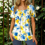 Vintage Bluse Med Blomstertrykk