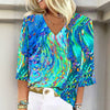 Fargerik Bluse Med Abstrakt Trykk