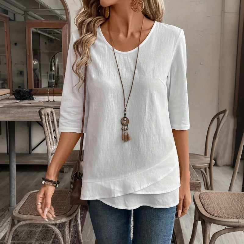 Uformelt Ensfarget Bluse