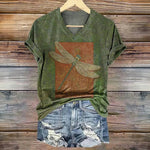 Vintage T-Skjorte Med Dragonfly Trykk