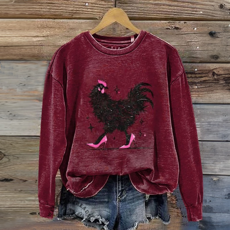 Vintage Sweatshirt Med Dyretrykk