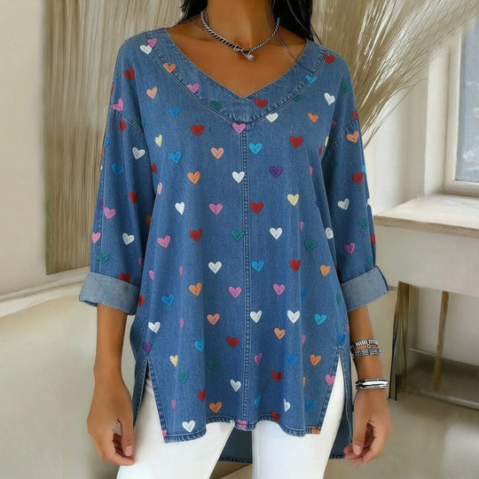 Bunte Bluse Mit Geometrischem Druck