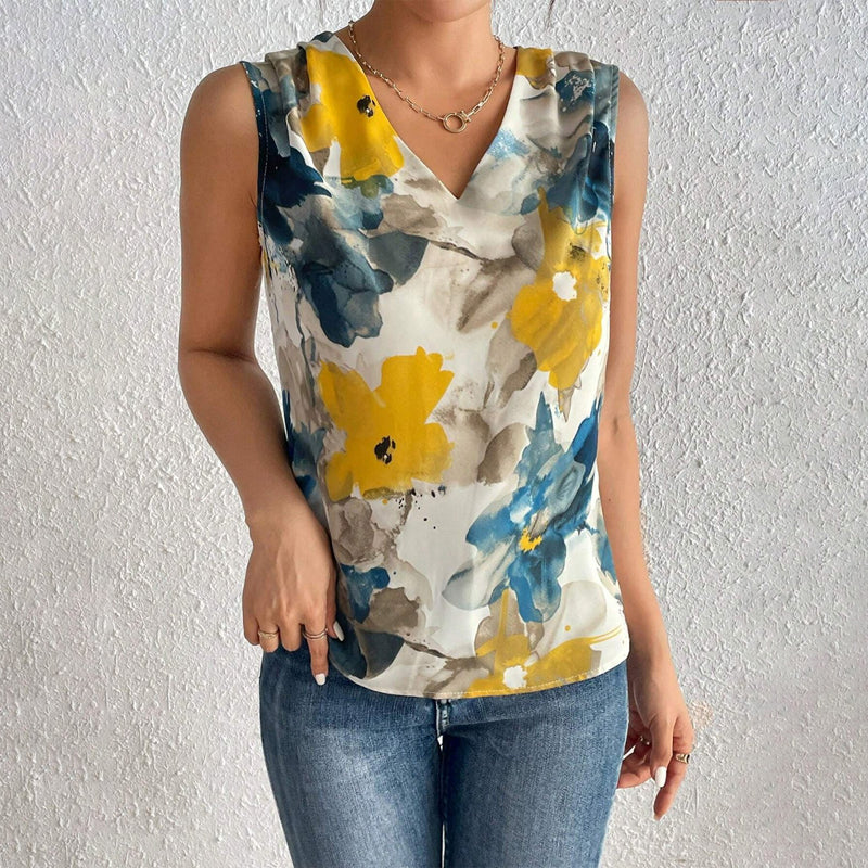 Vintage Tanktopp Med Blomstertrykk