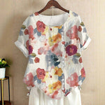 Vintage Bluse Med Blomstertrykk