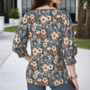 Vintage Bluse Med Blomstertrykk