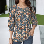 Vintage Bluse Med Blomstertrykk