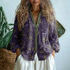 Vintage Bluse Med Bladtrykk