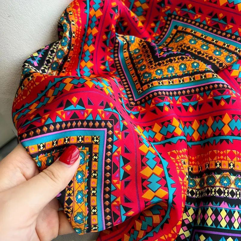 Vintage Skjerf Med Geometrisk Trykk