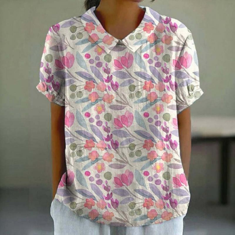 Uformell Bluse Med Blomstertrykk