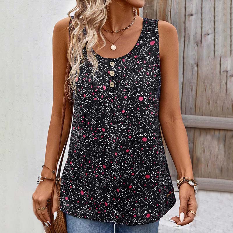 Vintage Tanktopp Med Blomstertrykk