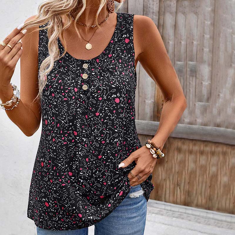 Vintage Tanktopp Med Blomstertrykk