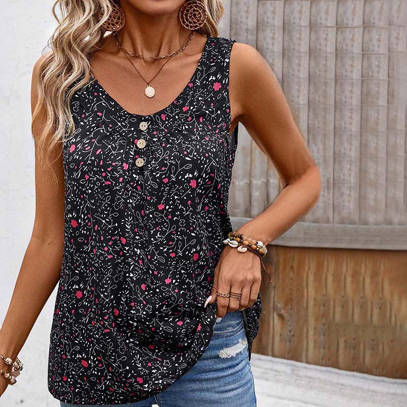 Vintage Tanktopp Med Blomstertrykk