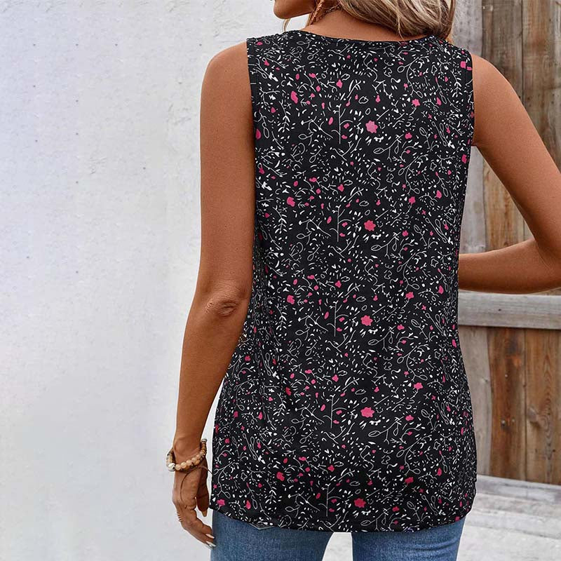 Vintage Tanktopp Med Blomstertrykk