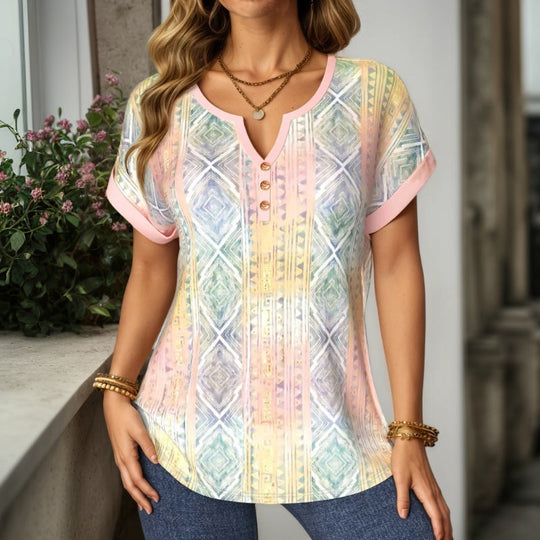 Buntes T-Shirt Mit Geometrischem Druck