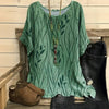 Vintage Bluse Med Bladtrykk