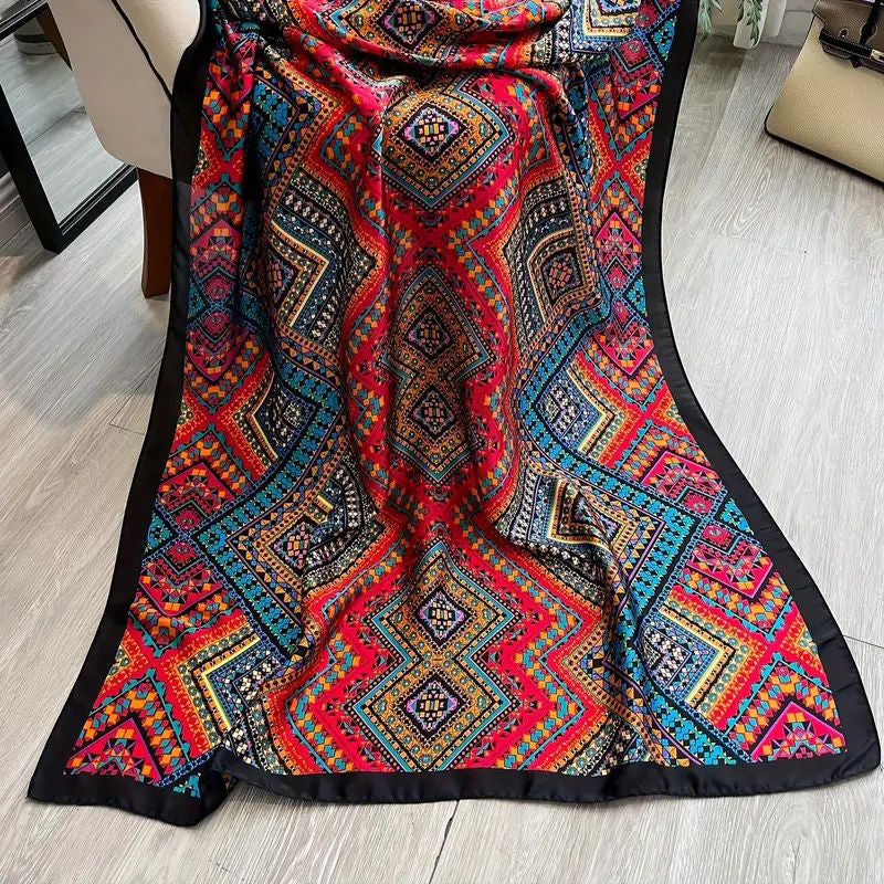 Vintage Skjerf Med Geometrisk Trykk