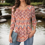 Vintage Bluse Med Abstrakt Trykk