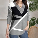 【Lange Ermer】Fargeblokk Uformelt Bluse