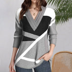 【Lange Ermer】Fargeblokk Uformelt Bluse