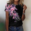 Vintage T-Skjorte Med Blomstertrykk