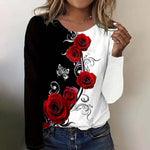 Vintage T-Skjorte Med Blomstertrykk