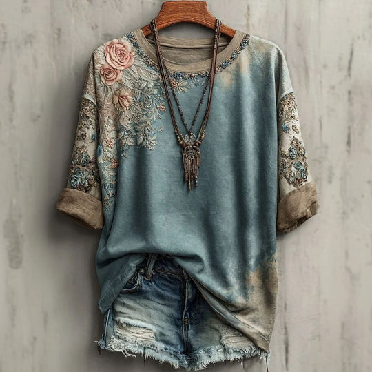 Buntes T-Shirt Mit Abstraktem Druck