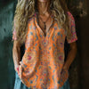 Vintage Bluse Med Etnisk Trykk
