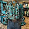 Vintage Bluse Med Abstrakt Trykk