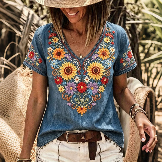 Buntes T-Shirt Mit Geometrischem Druck