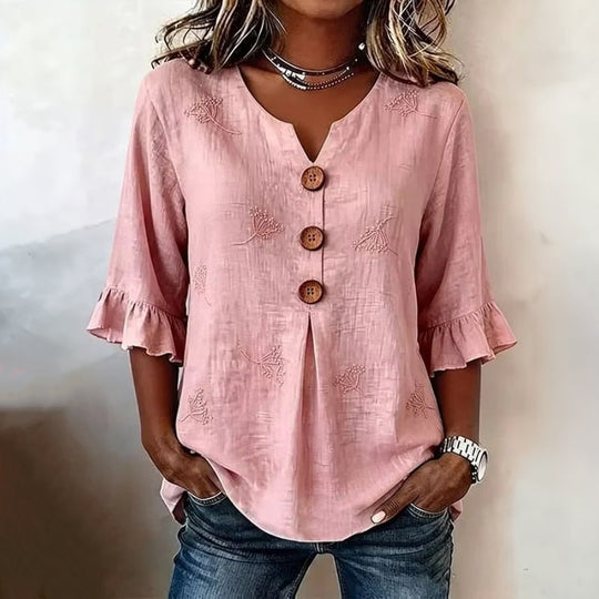 Lässige Bluse Mit Blattdruck