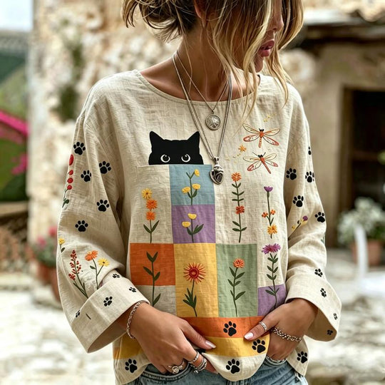 Lässige Bluse Mit Gestreiftem Druck