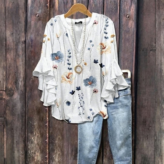 Lässige Bluse Mit Gestreiftem Druck