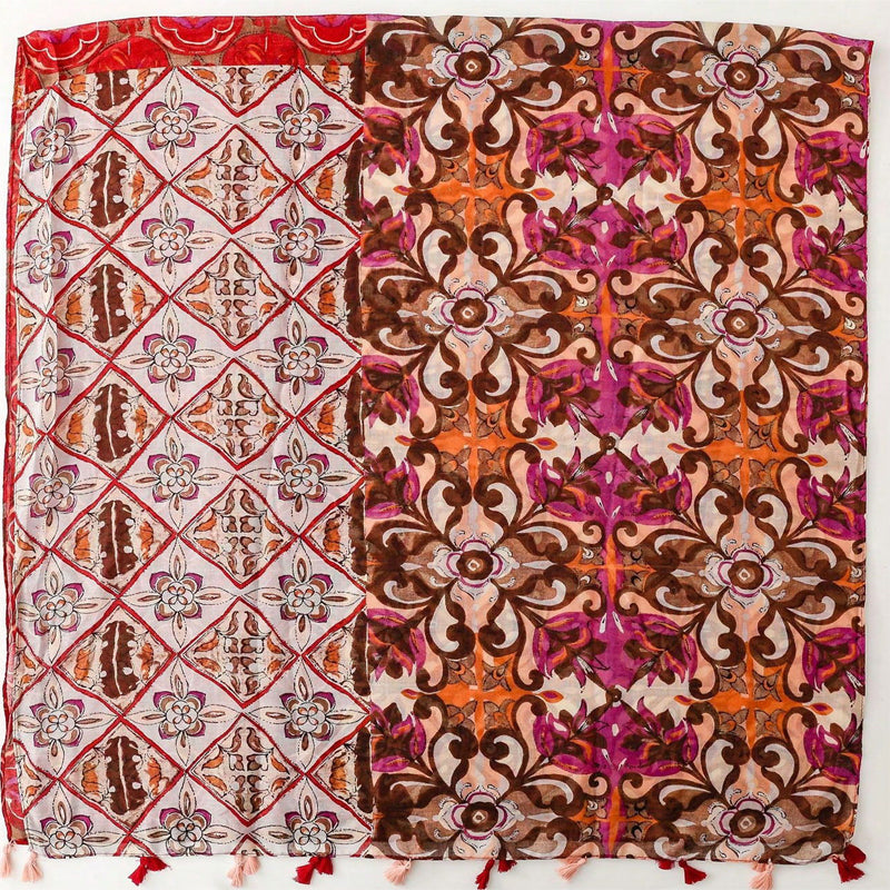 Vintage Skjerf Med Blomstertrykk