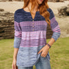 【Lange Ermer】Bluse Med Fargeblokker Og Striper
