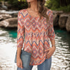 Vintage Bluse Med Abstrakt Trykk