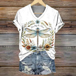 Vintage T-Skjorte Med Dragonfly Trykk