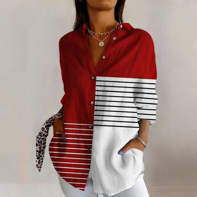 Fargeblokk Stripet Bluse