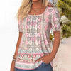 Vintage Bluse Med Etnisk Trykk