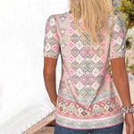 Vintage Bluse Med Etnisk Trykk