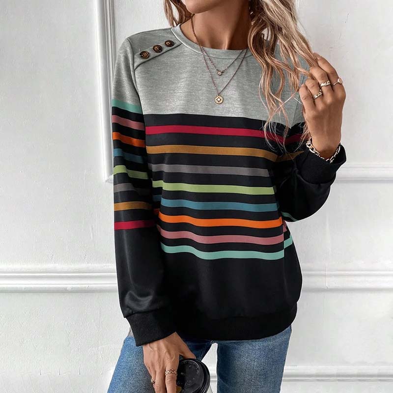 Uformell Fargerik Stripete Sweatshirt