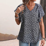 Vintage Løs Blomstret Bluse