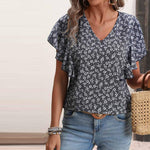 Vintage Løs Blomstret Bluse