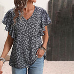 Vintage Løs Blomstret Bluse