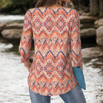 Vintage Bluse Med Abstrakt Trykk